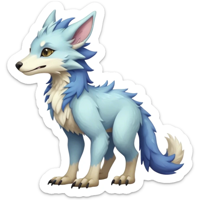 Feral Rare Fantasy cute pastel Vernid-Sergal-animal-creature-hybrid by LiLaiRa, markings, tufted ears, full body sticker