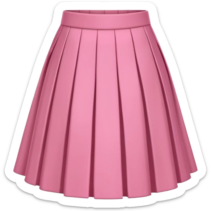 A 3D cartoon rose-pink pleated skirt with soft folds, smooth texture, isolated on plain background, Memoji-style. sticker