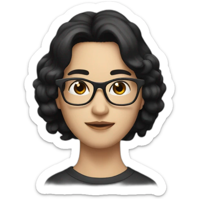 couple with white skin and  glasses and black hair and black eyes sticker