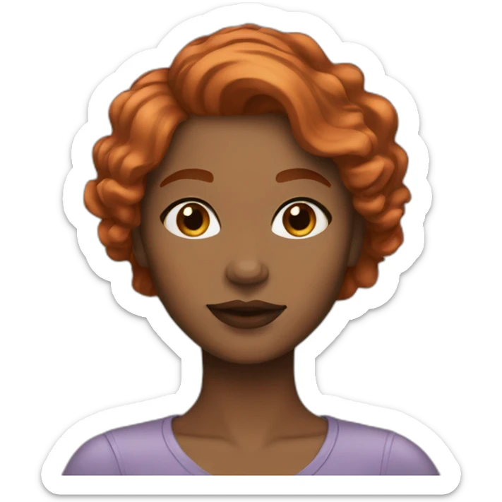 Woman copper hair and brown eyes skin light and natural lips  sticker