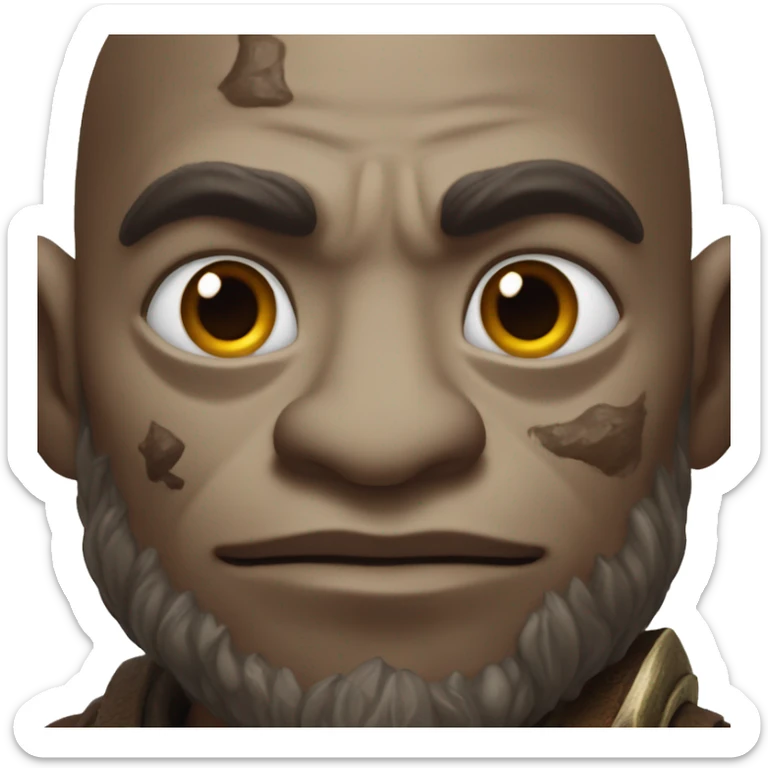 Brown Orc with a white palm on his face from the Lord of the Rings shows a heart sticker