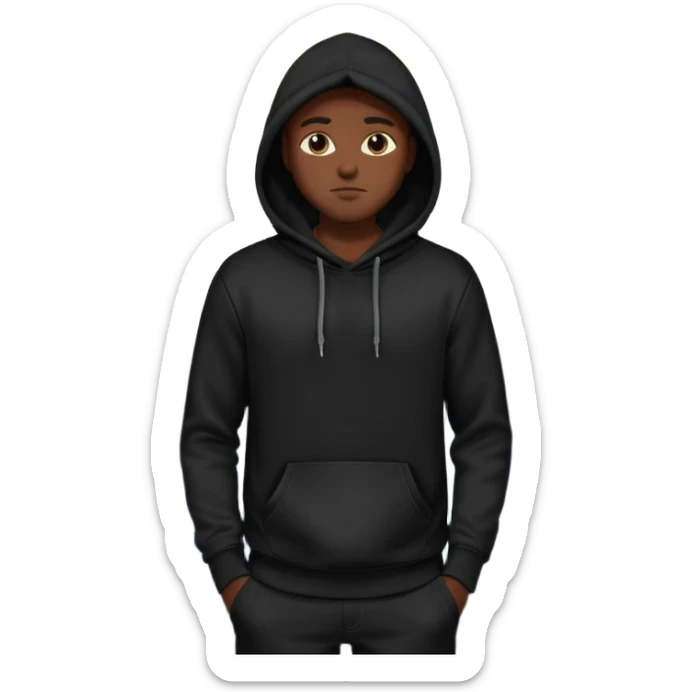 fullbody Mysterious sky man in black hoodie, hands in pockets and black pants sticker