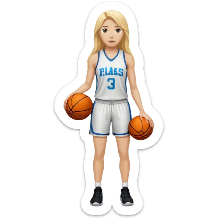 full body white female basketball head coach with long blonde hair  sticker