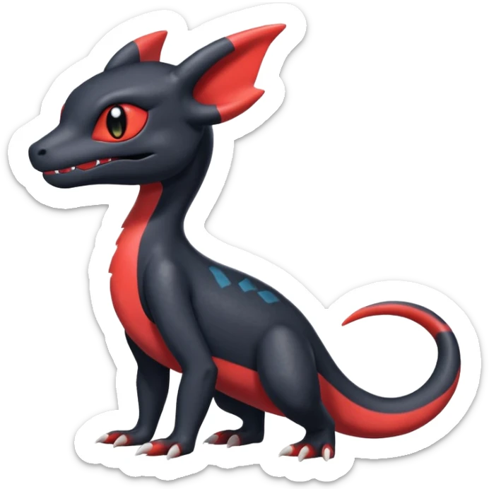Shiny Cute Salandit-Umbreon-Charmeleon-Fakémon-hybrid-creature (full body)  sticker