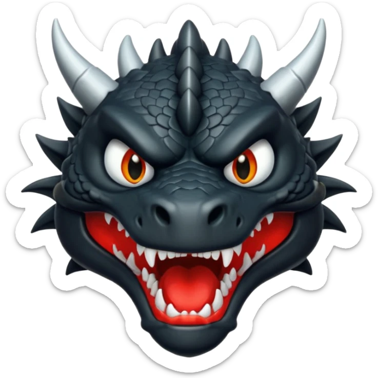Angry black dragon, mouth closed sticker