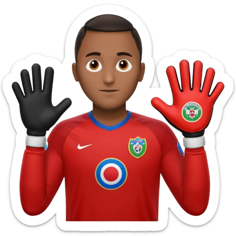 Keylor NavasK camisa roja de Costa Rica  y guantes de portero qué el escudo d exista ruca sea la bandera dentro de un circulo blanco  sticker