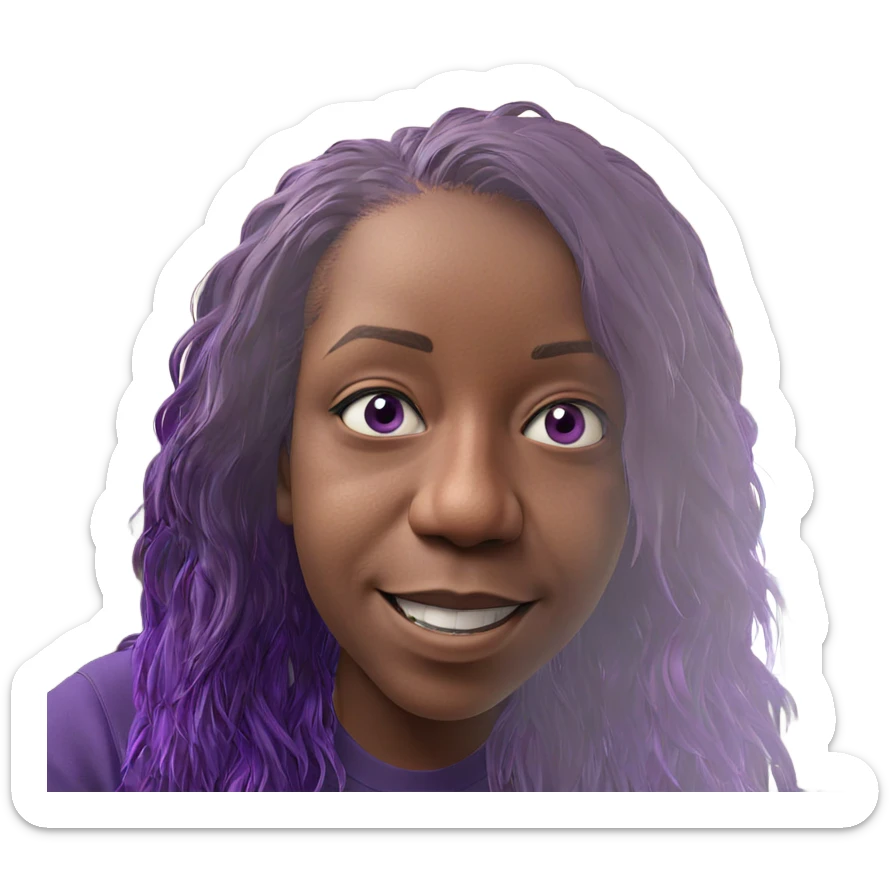 happy boy with purple hair sticker