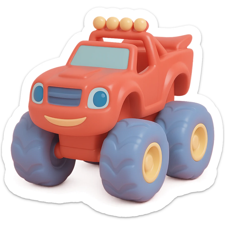 Blaze from Blaze and the Monster Machines in a vinyl figure style, toy-like, glossy finish sticker