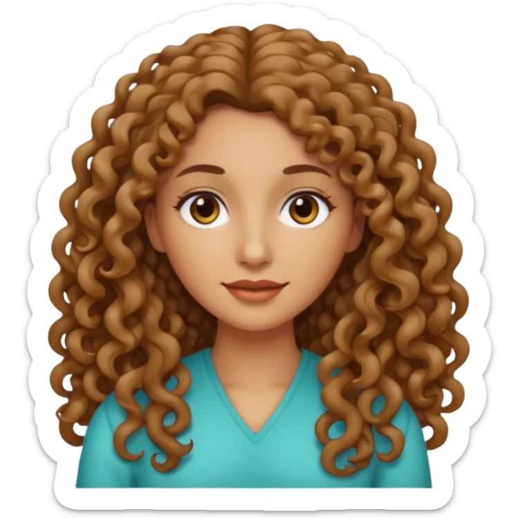 Mujer piel canela y pelo rizado largo , el pelo un poco más oscuro  sticker