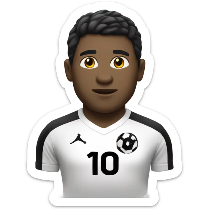 A soccer player with  shirt with white skin olor with black hair and a number 10 in his shirt  sticker