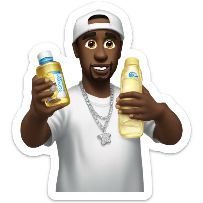 p diddy holding baby oil sticker