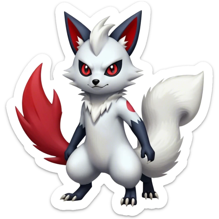Epic Shiny Cool Edgy Badass Zangoose-Zorua-Pokemon-fakemon-hybrid-animal Full Body  sticker