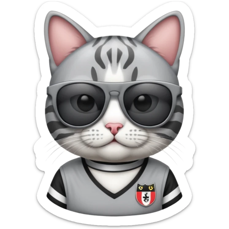 Güneş gözlüğü takan beşiktaş formalı gri beyaz kedidi sticker