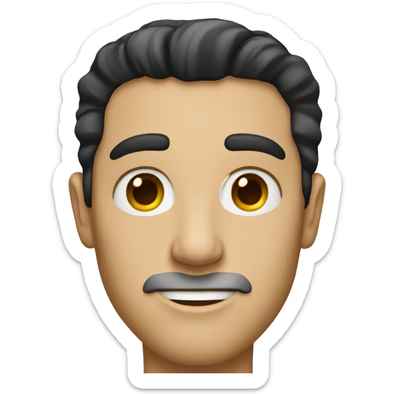 white man with dark hair, slight stubble, small golden earring on his left ear sticker