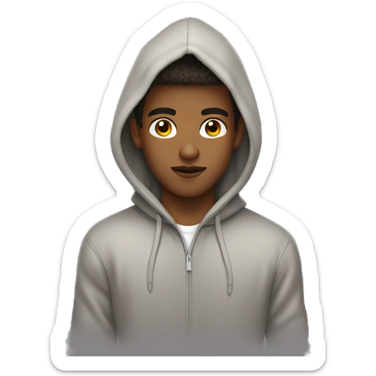 young man with brown eyes and fashionable haircut in hoodie sticker