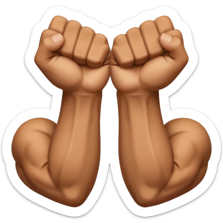 Left and Right fist from the top Perspektive with the Arms crossed over at the wrists  sticker