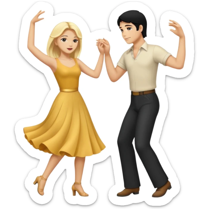 couple dancing full body man black hair woman blonde sticker