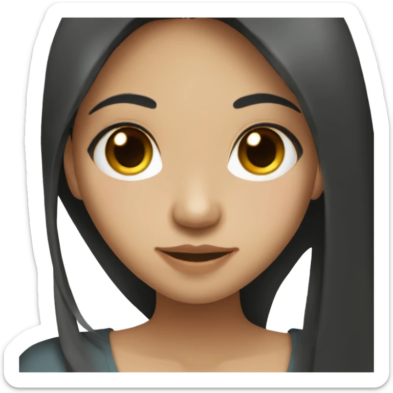 dark straight long hair south east asian girl sticker