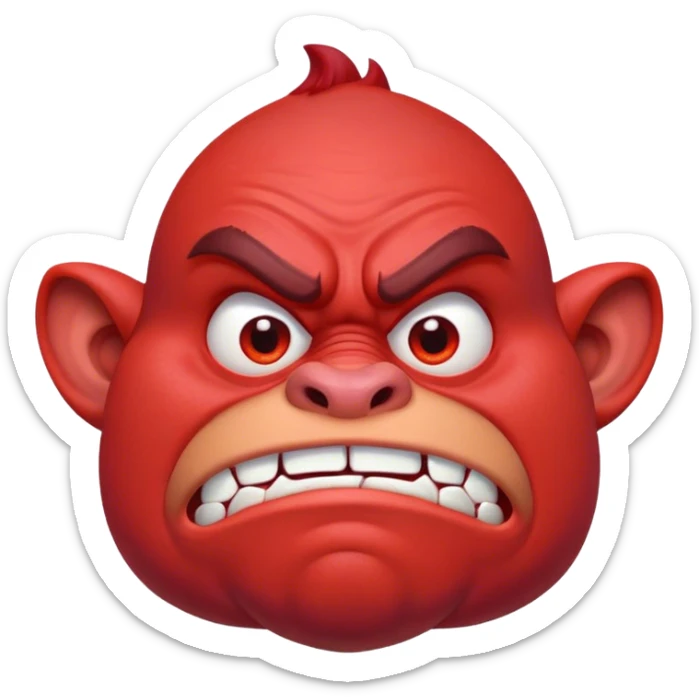 Combine the red ogre emoji, the hot emoji, and the eyes looking emoji into a new emoji sticker