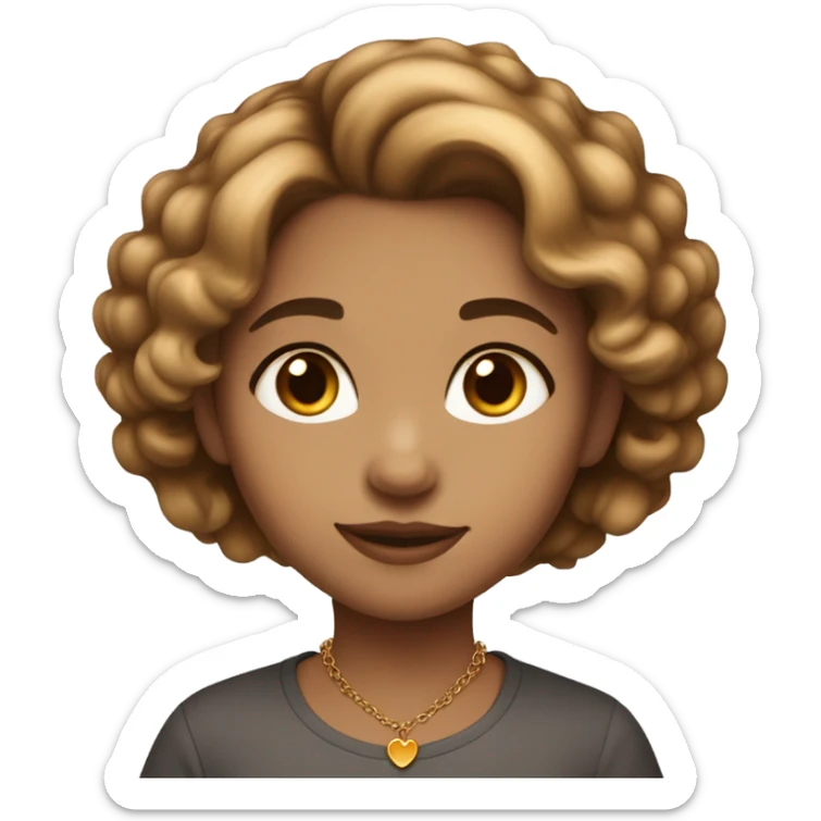 A fair-skinned girl with honey-colored eyes, light brown ombre hair, and a heart-shaped pendant necklace on her neck. sticker