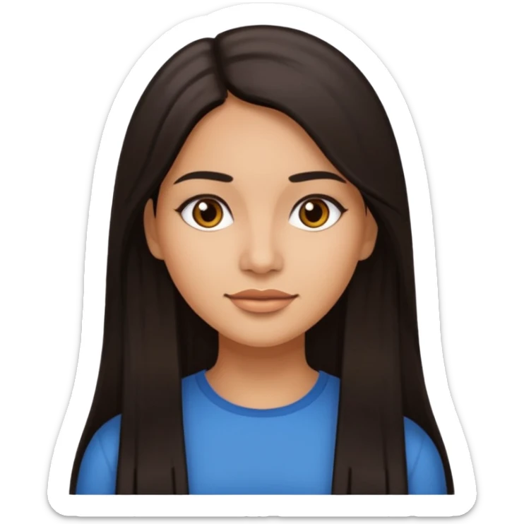 portrait of one Hispanic woman, medium skin tone, long straight dark hair, no children, no one else in the image sticker