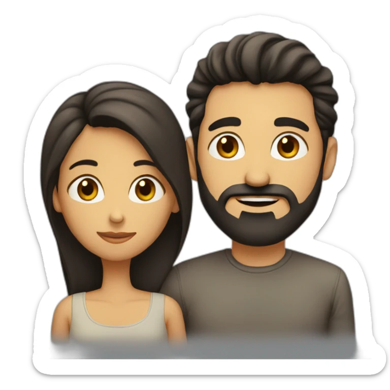man-with-black-hair-and-beard-kissing-with-shorter-long-brown-hair-woman sticker
