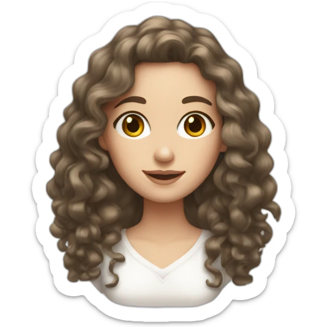 WHITE GIRL WITH LONG, DARKISH BRUNNET, CURLY HAIR AND A LIGHT SPRAY OF FRECKLES sticker