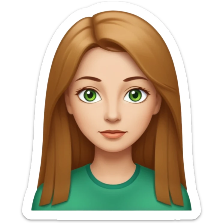 Pretty middle age woman with green eyes and long straight light  brown hair  sticker