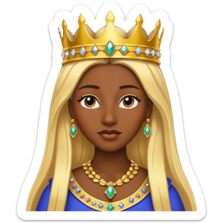 Queen of Sheba with dark skin, blonde long hair sticker