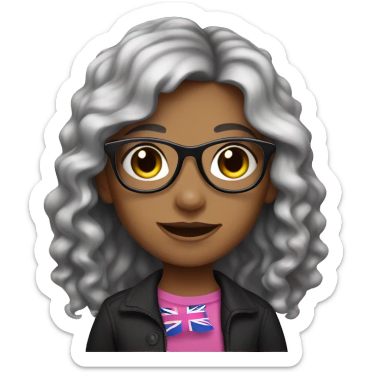 Girl with glasses wavy hair and pink and black clothes with lesbian flag sticker