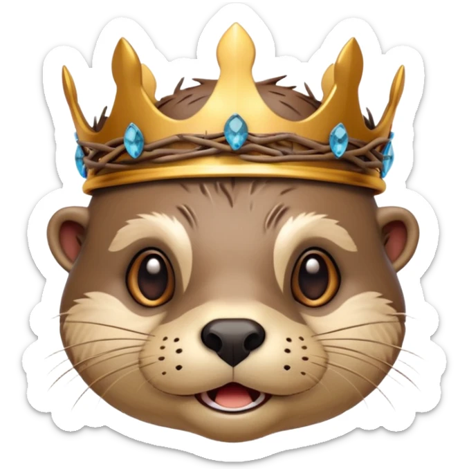 really cute confused otter face with wood christian Crown of thorns, emoji style sticker