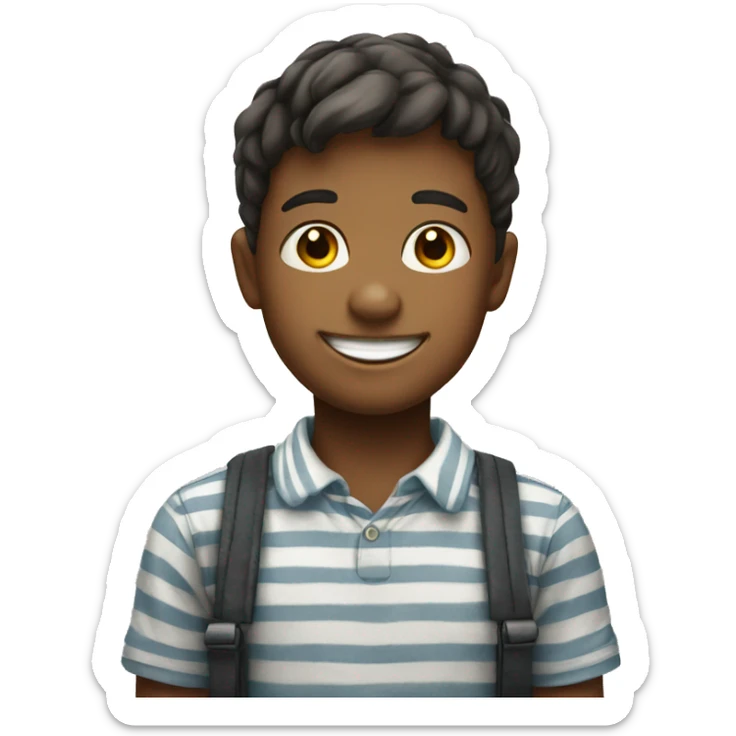 smiling boy in striped shirt sticker