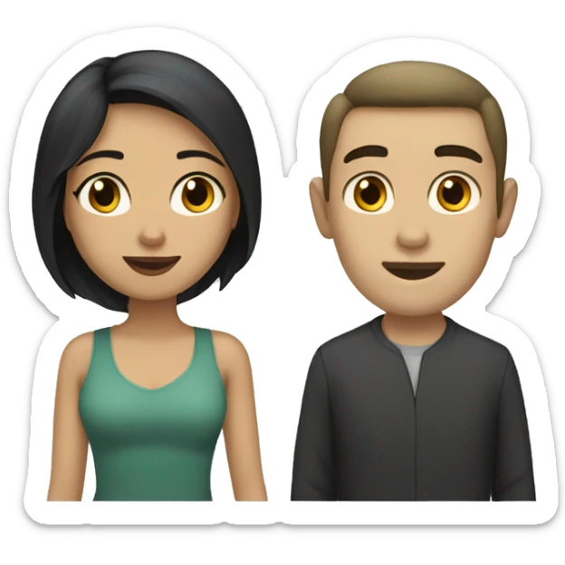 Dark hair olive skin woman and dark hair pale skin man sticker