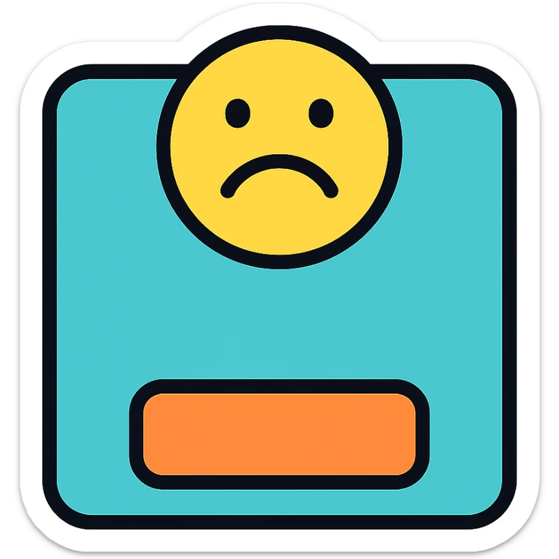 colorful icon of a bathroom scale with a frowning emoji on the screen sticker