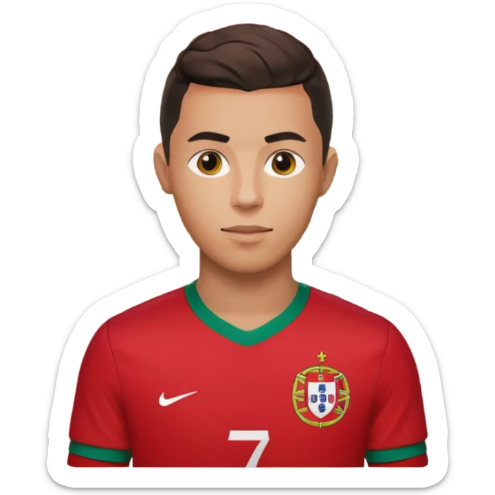 red Portugal football shirt with Ronaldo on the back sticker