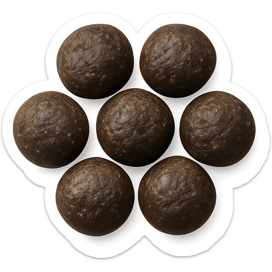 feci di animale a palline viste dall'alto, iperrealistico 4k sticker