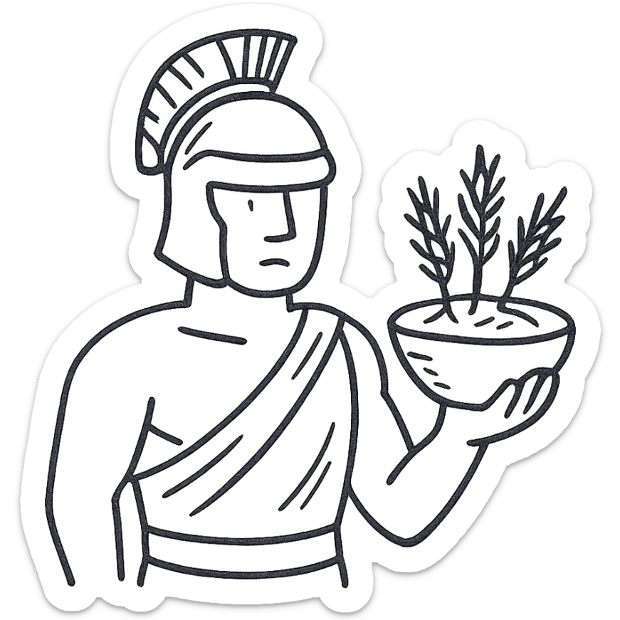 A gladiator holding a bowl of barley sticker