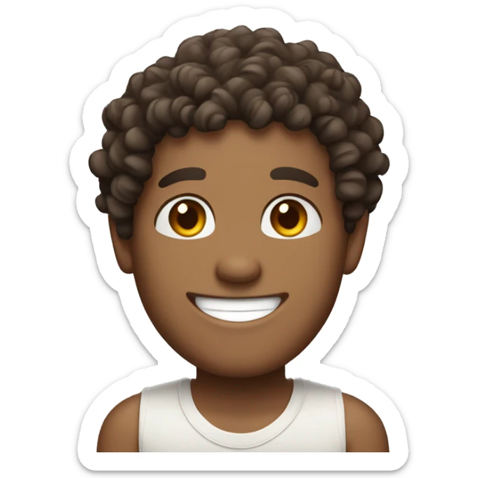 brown curly hair balinese male smiling has freckles sticker