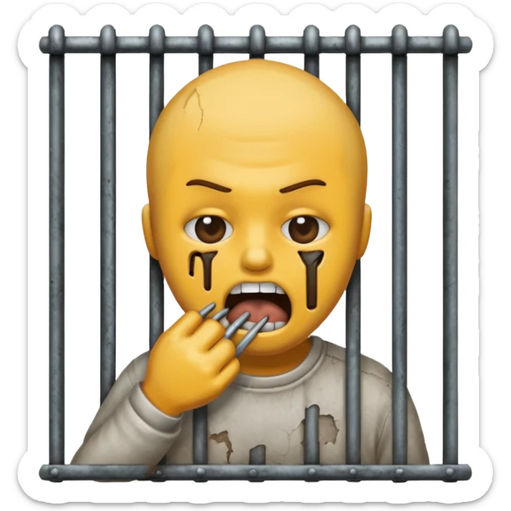 Gnawing at the iron bars of my enclosure emoji as an emoji  sticker