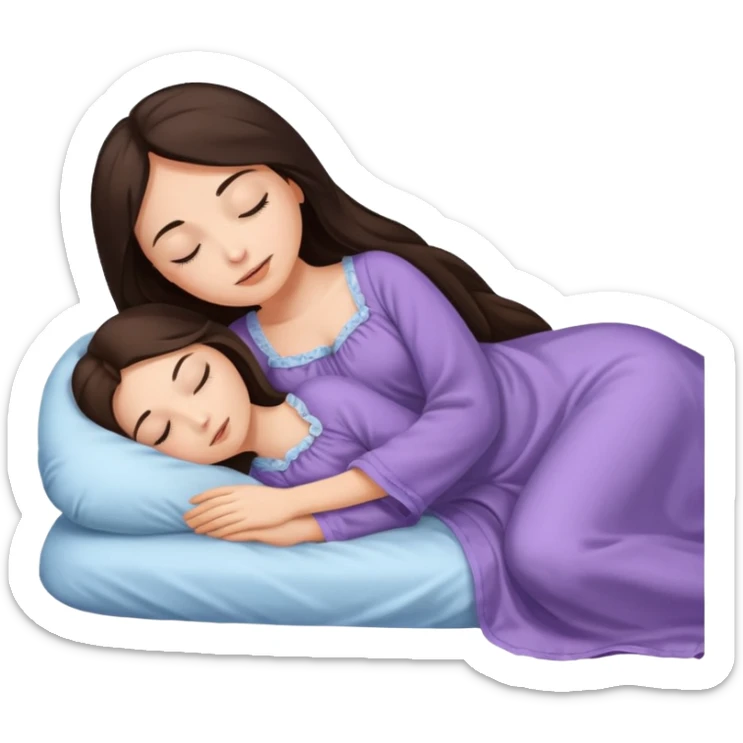 Mujer de pelo cafe oscuro y largo, y tez blanca. Se acuesta a dormir sticker
