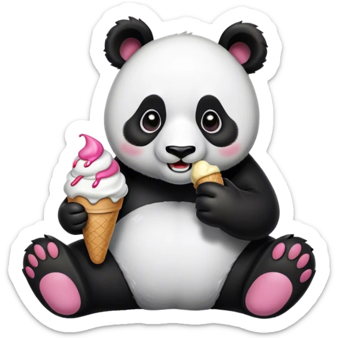 Panda eating ice cream sticker