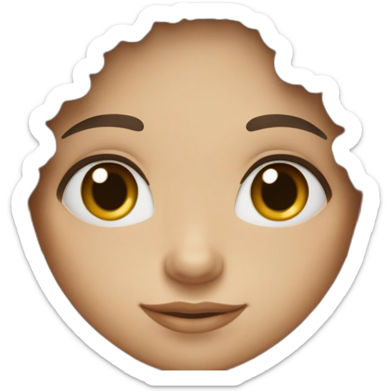 Dark Brown curly and long hair girl with  vary white face color and brown eyes sticker