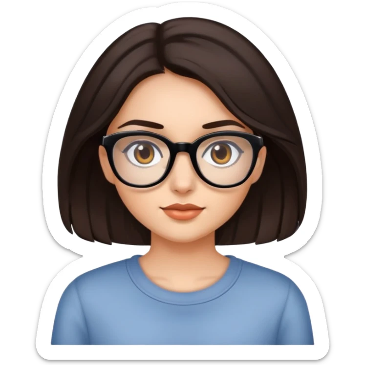 Beautiful brunette girl,with dark brown eyes, dark brown medium hair , with glasses  sticker