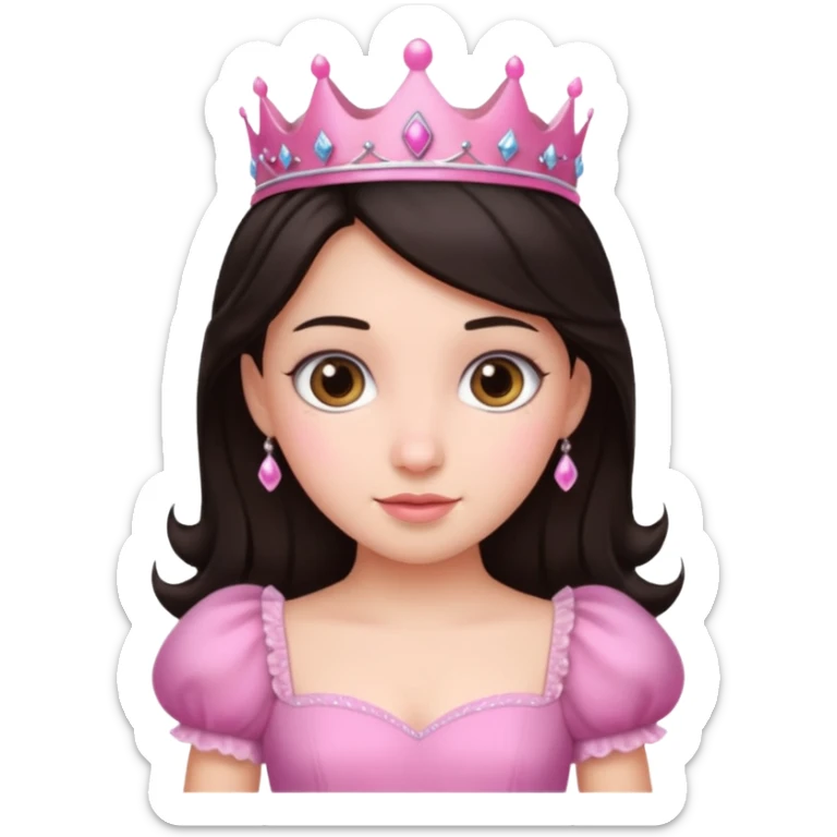 chica vestida de princesa con vestido rosa , piel blanca , pelo oscuro sticker