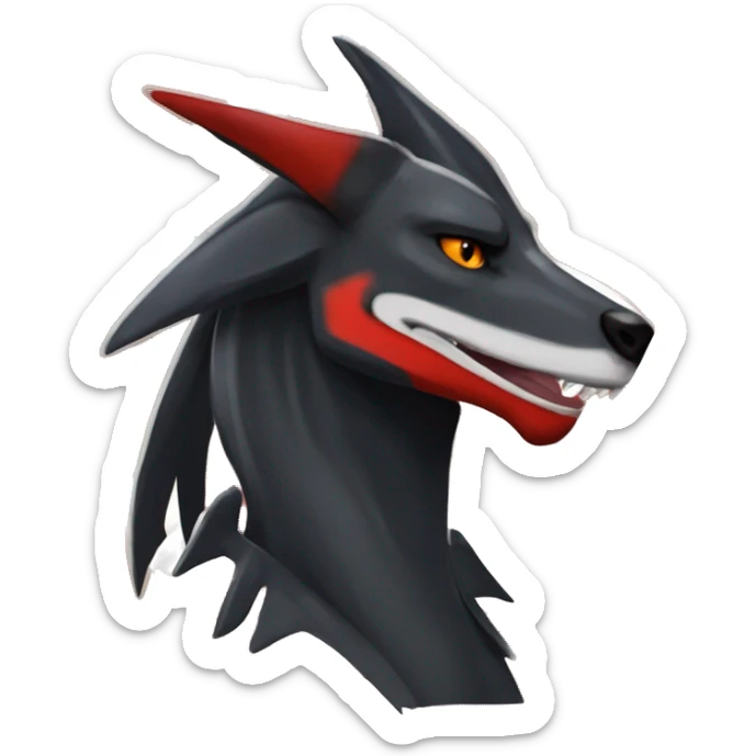 Black Cool Edgy Nargacuga-Houndoom-Garchomp Fakémon with Red and white Edgy markings sticker