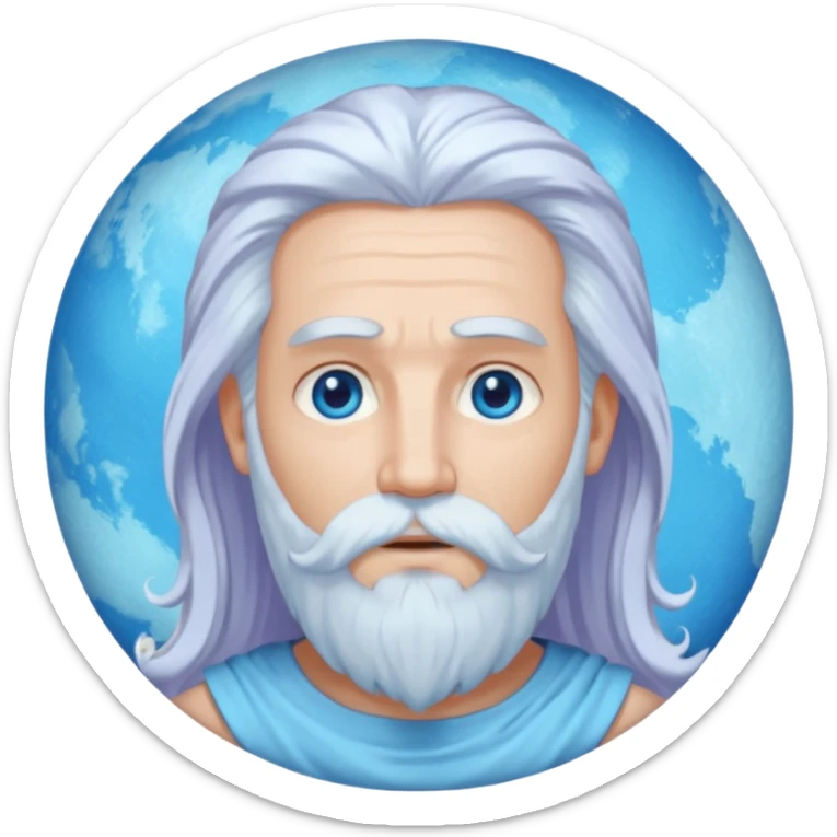Uranus, God of Sky from Gods and Goddesses with long white hair and beard, pale periwinkle outfit sticker