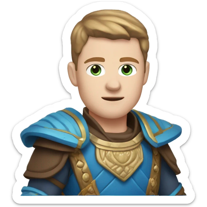 British white male with skin fade brown hair and blue eyes wearing a Mongolian warrior outfit sticker