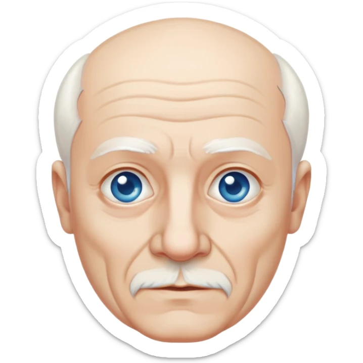 abuelo de piel blanca italiano con pelo blanco casi calvo y ojos color azul sin barba ni bigote  sticker