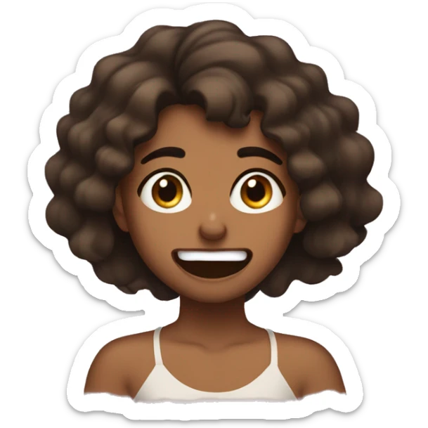 brown girl crying and mascara everywhere but smiling in pain sticker