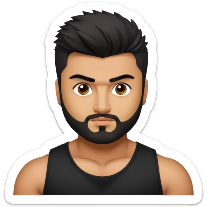 ipretty bratz emoji of arjun kapoor wearing a black tee, muscular sticker